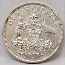 AUSTRALIA 1910 . ONE 1 SHILLING . FULL ADVANCE AUSTRALIA